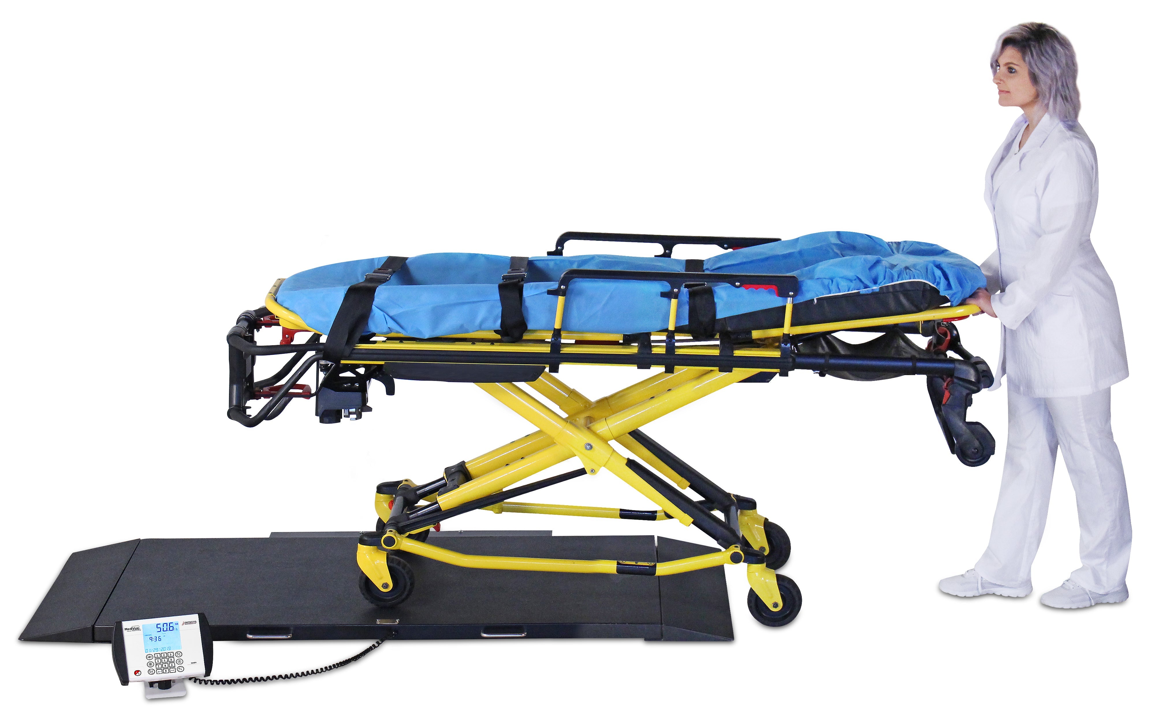 Detecto 8500-C-AC Stretcher Scale, Portable, Digital, 1,000 lb x .2 lb / 450 kg x .1 kg, BT / WiFi, AC Adapter