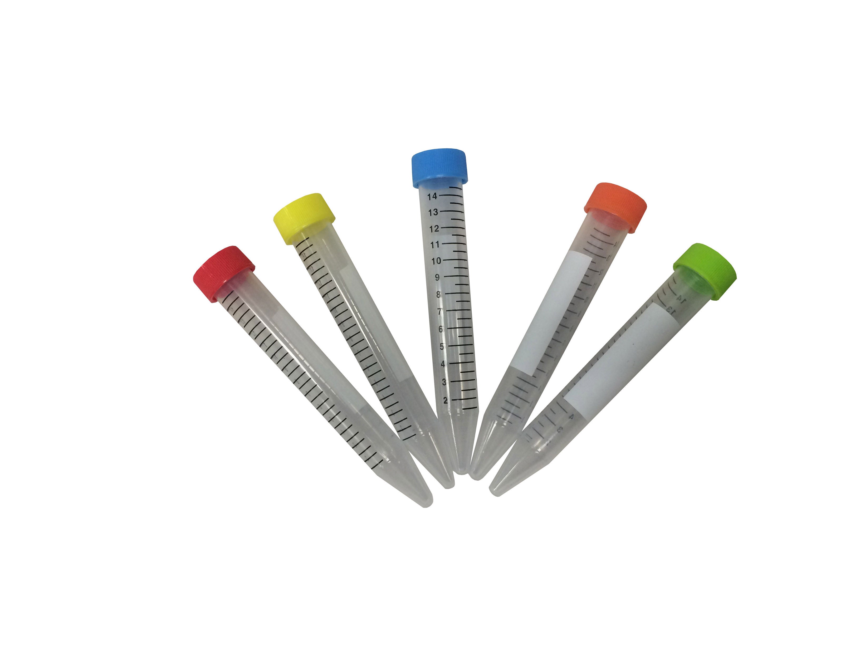 MTC Bio C2715, SpectraTube Centrifuge Tubes, 15ml PP (17x118mm), Flat Rainbow Screw Cap, 50/Foam Rack, 500/cs