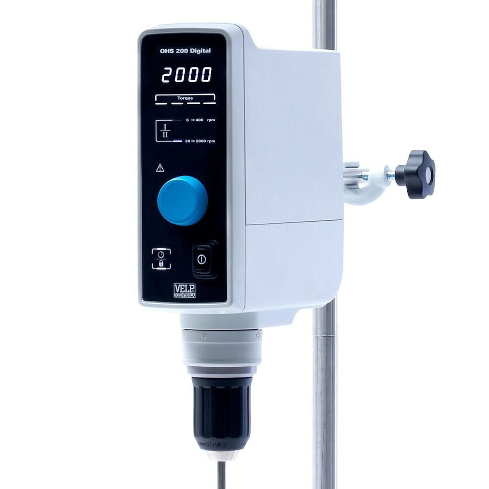 Velp Scientifica F20100490 OHS 200 Digital Overhead Stirrer with 200 Ncm Torque, 230V/50-60Hz with 3 years warranty